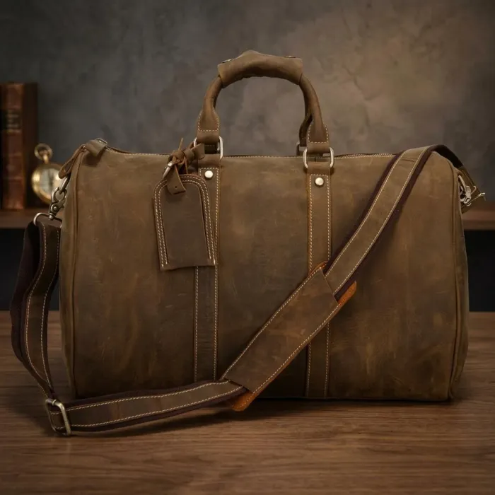 Сумка дорожня Vintage 14050 з вінтажній шкіри Коричнева