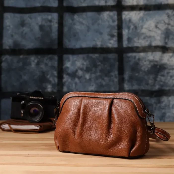 Жіноча сумка з драпіруванням з натуральної шкіри Vintage 22895