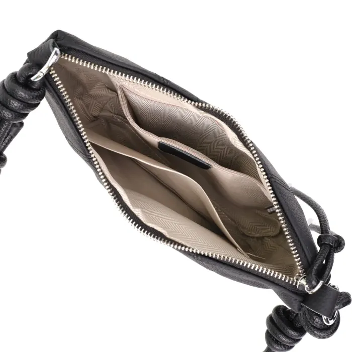 Жіноча напівкругла сумка з натуральної шкіри Vintage 22932 Чорний