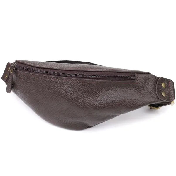 Модна сумка бананка для чоловіків із зернистої натуральної шкіри Shvigel 23137 Коричневий