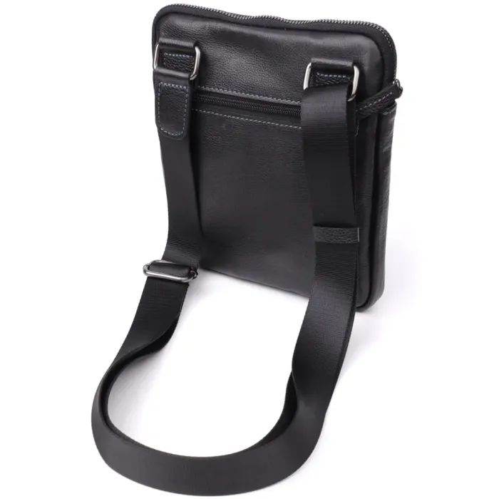 Сумка на плече для чоловіків із міцної зернистої шкіри Shvigel 23152 Чорний