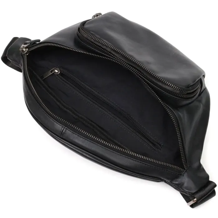 Унікальна чоловіча сумка через плече із натуральної шкіри SHVIGEL 15012 Чорна