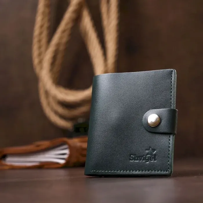 Небольшое кожаное портмоне Shvigel 16490 Зеленый