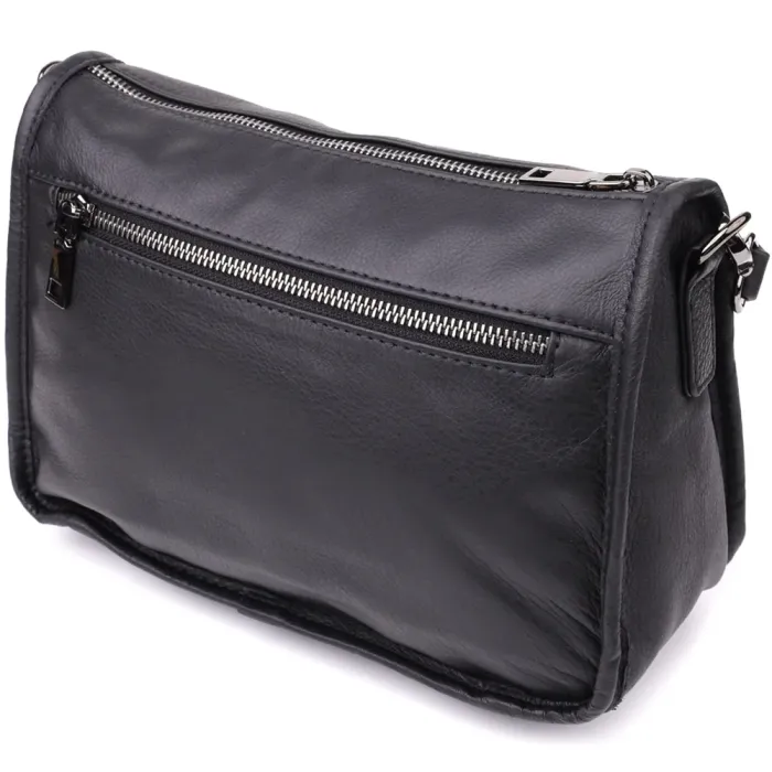 Стильна сумка на плече з натуральної шкіри Vintage 23001 Чорний