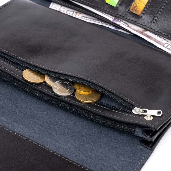 Горизонтальна барсетка-клатч чоловіча в гладкій шкірі GRANDE PELLE 11298 Чорна