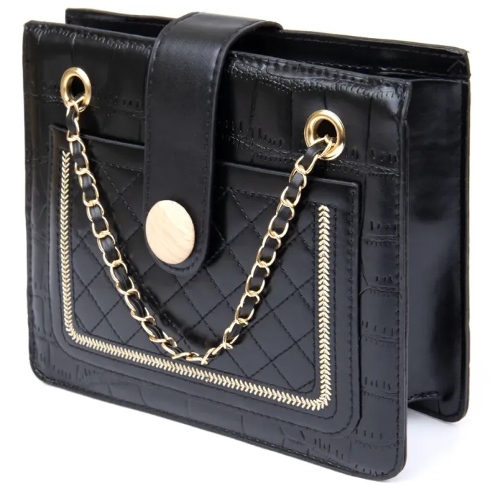 Сумка зі шкірозамінника з тисненням Vintage 14943 Чорна