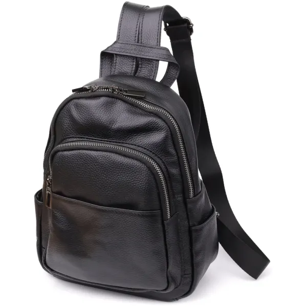 Лаконічний жіночий рюкзак з натуральної шкіри Vintage 23062 Чорний