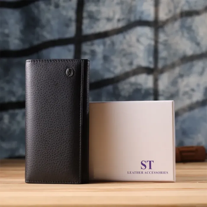 Жіночий вертикальний гаманець із натуральної шкіри ST Leather 23084 Чорний