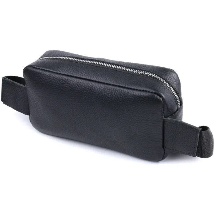 Чоловіча сумка-бананка з натуральної шкіри флотар Shvigel 22826 Чорна