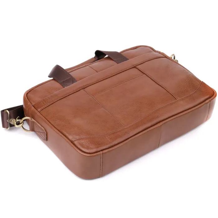 Чоловічий діловий портфель з натуральної шкіри Vintage 23038 Коричневий