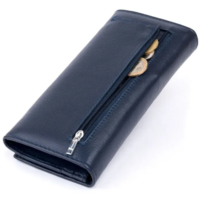 Гаманець на магнітах із клапаном жіночий ST Leather 19241 Темно-синій