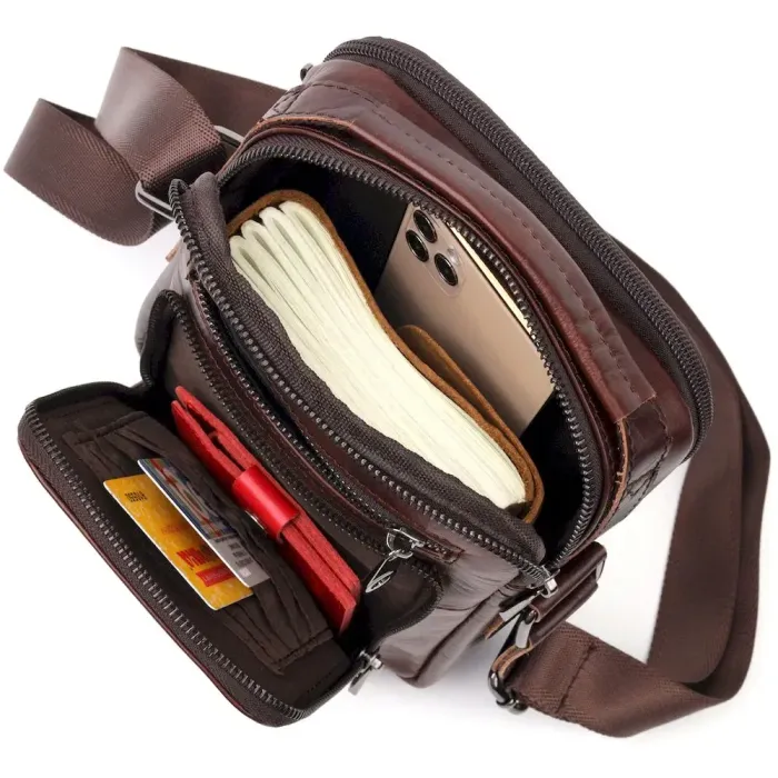 Сумка чоловіча Vintage 20829 шкіряна Коричневий