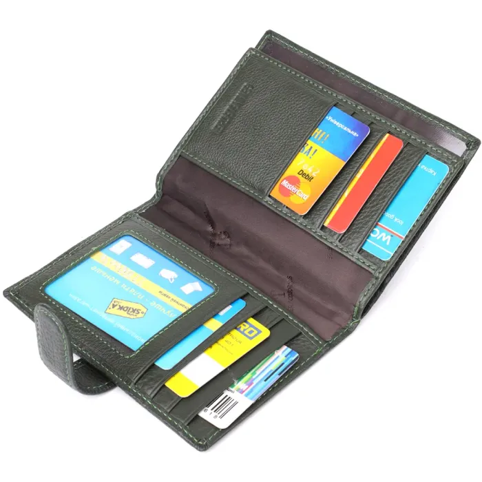 Оригінальна обкладинка на документи унісекс із натуральної шкіри ST Leather 23119 Зелений