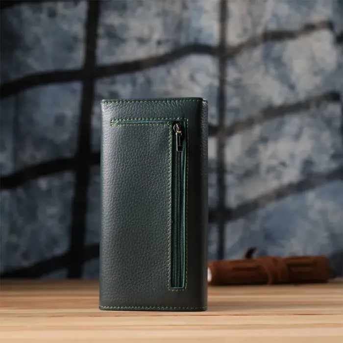 Зручний вертикальний гаманець із натуральної шкіри ST Leather 23086 Зелений