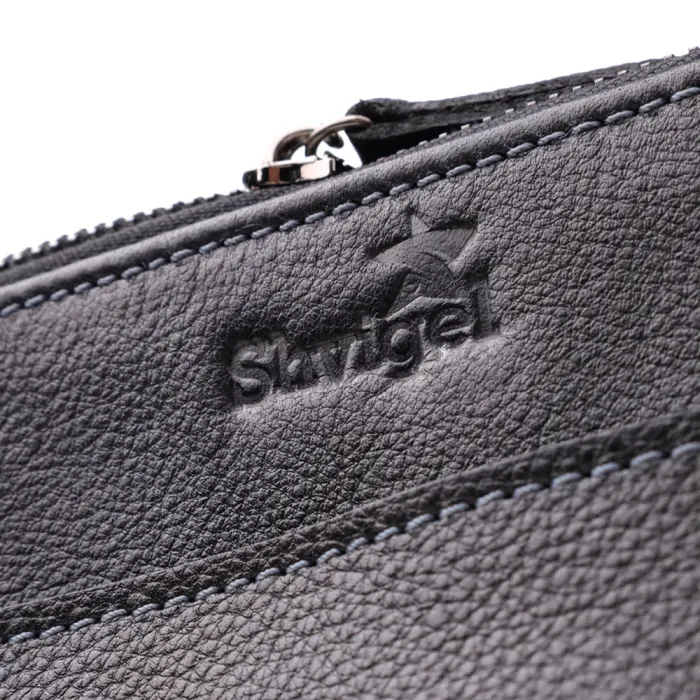 Стильна чоловіча сумка через плече з дрібнозернистої шкіри Shvigel 20869_1 Чорний