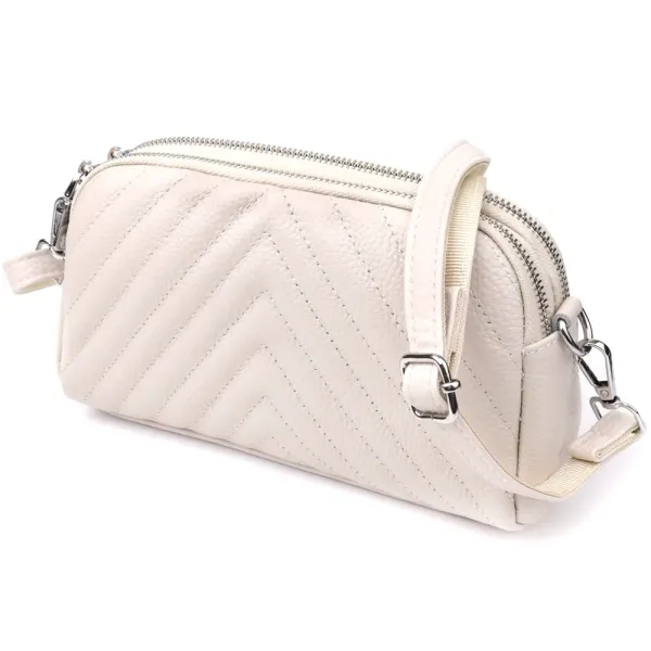 Модна сумка прошита трикутниками з натуральної шкіри Vintage 22910 Білий