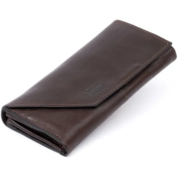 Горизонтальний глянцевий клатч на магніті GRANDE PELLE 11317 Шоколадний