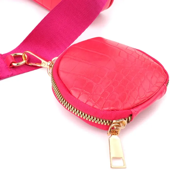 Жіночий зручний подвійний клатч із екошкіри Vintage 15136 Рожевий