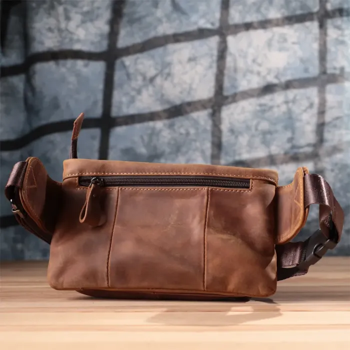 Вінтажна бананка для чоловіків з натуральної шкіри Vintage 15104 Коричневий