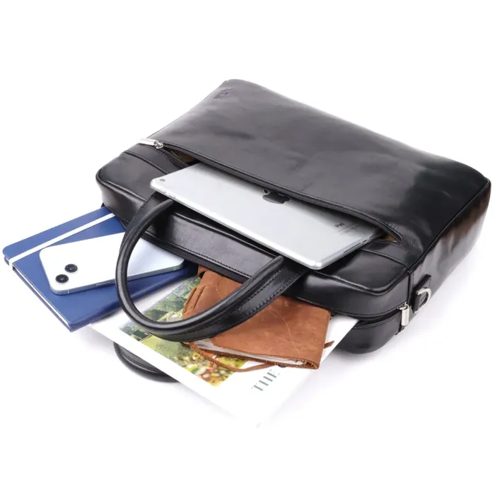 Місткий чоловічий портфель з відділенням для ноутбука з гладкої натуральної шкіри Tony Perotti 20859_1 (9637-38 nero) Чорний