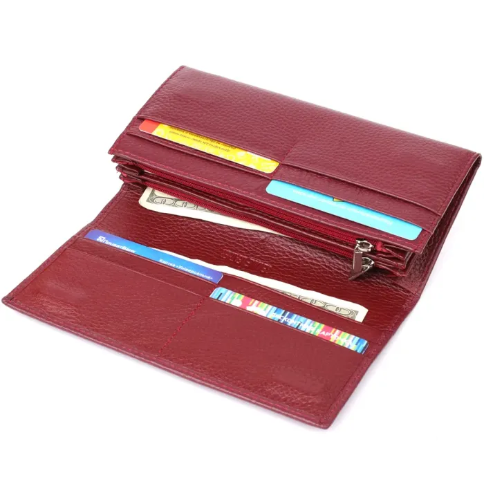 Практичний гаманець для жінок із натуральної шкіри ST Leather 23098 Бордовий