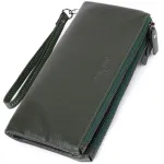 Красивий шкіряний гаманець на три відділення ST Leather 23110 Зелений