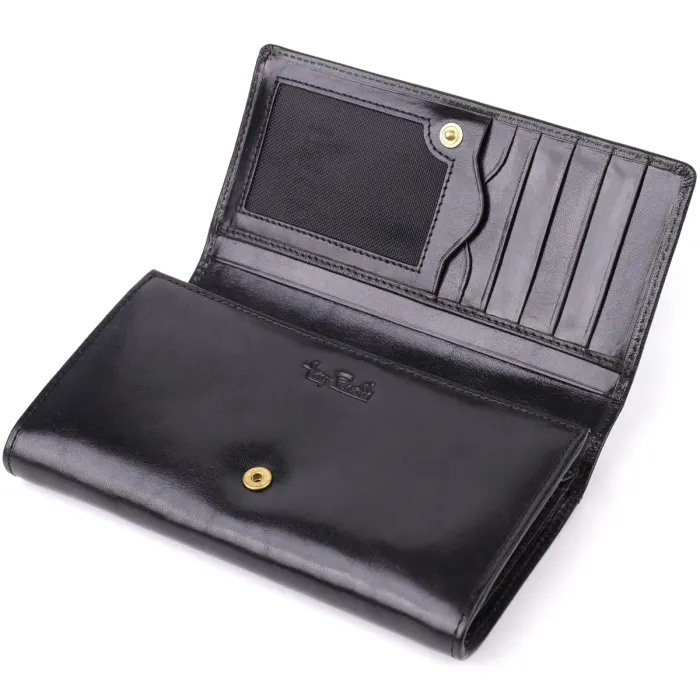 Стильний жіночий горизонтальний гаманець із глянсової натуральної шкіри Tony Perotti 20884_1 (1073 nero) Чорний