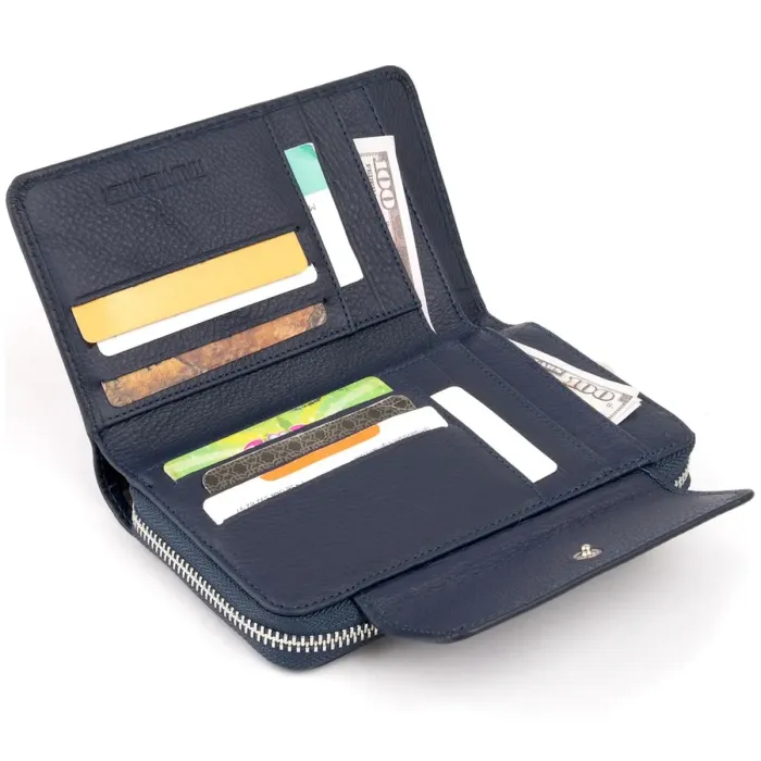 Кошелек из кожи на защелке ST Leather 19340 Темно-синий