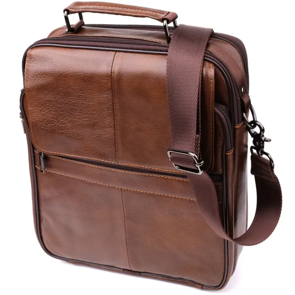 Сумка для чоловіків з ручкою для перенесення в руці з натуральної шкіри Vintage 23028 Коричневый