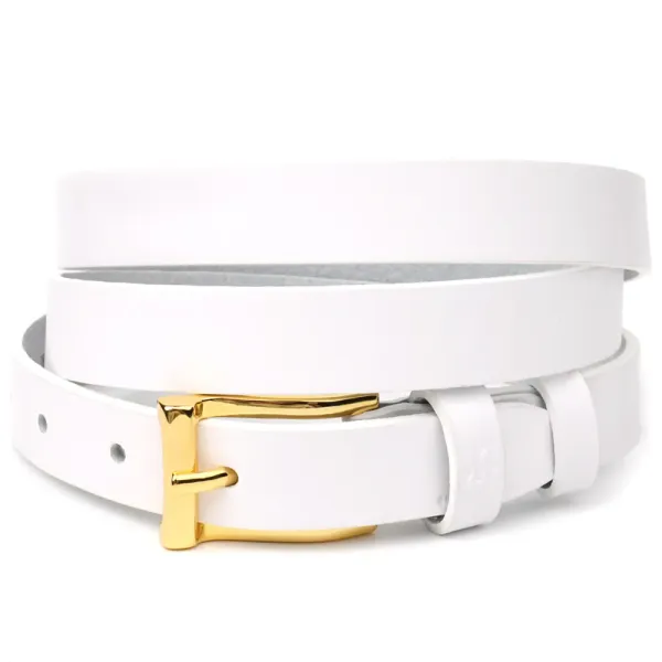 Стильний тонкий шкіряний ремінь для жінок GRANDE PELLE 22948 Білий