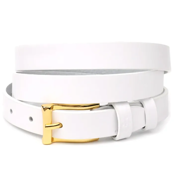 Стильний тонкий шкіряний ремінь для жінок GRANDE PELLE 22948 Білий