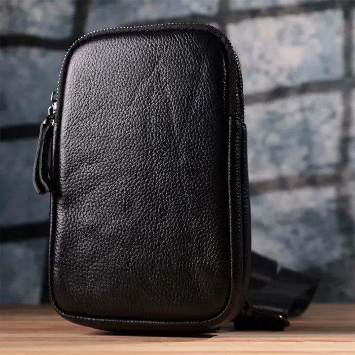 Невелика слінг сумка для чоловіків з натуральної шкіри Vintage 15105 Чорний