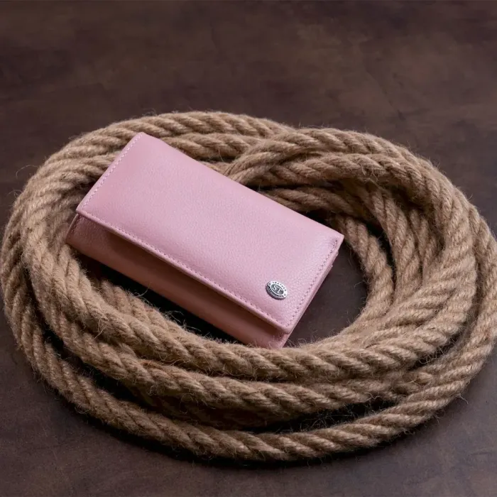 Гаманець горизонтальний із монетником на блискавці жіночий ST Leather 19364 Пудровий