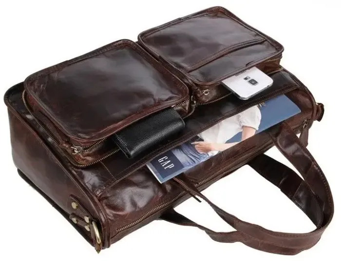 Сумка чоловіча Vintage 14243 шкіряна Коричнева