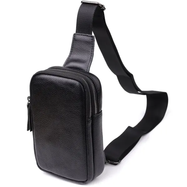 Сумка-слінг для чоловіків з натуральної шкіри Vintage 22955 Чорний