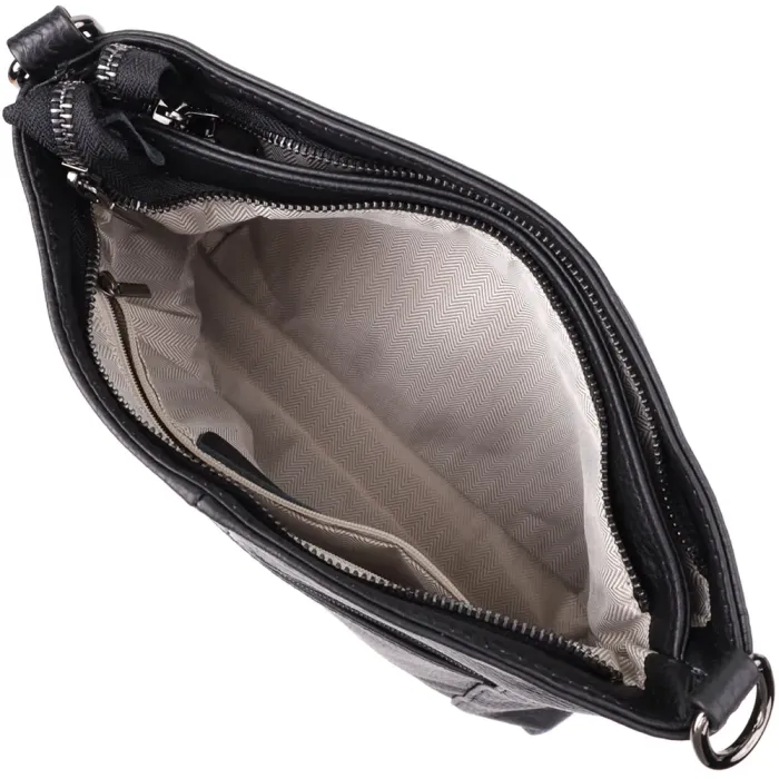 Невелика жіноча сумка з двома ремінцями з натуральної шкіри Vintage 23014 Чорний