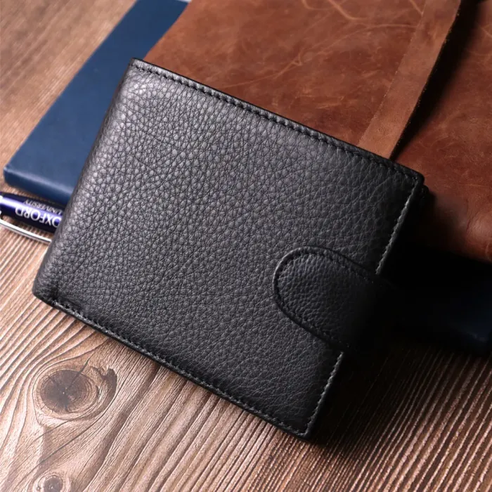 Горизонтальний гаманець для чоловіків з натуральної шкіри Vintage 15037 Чорний