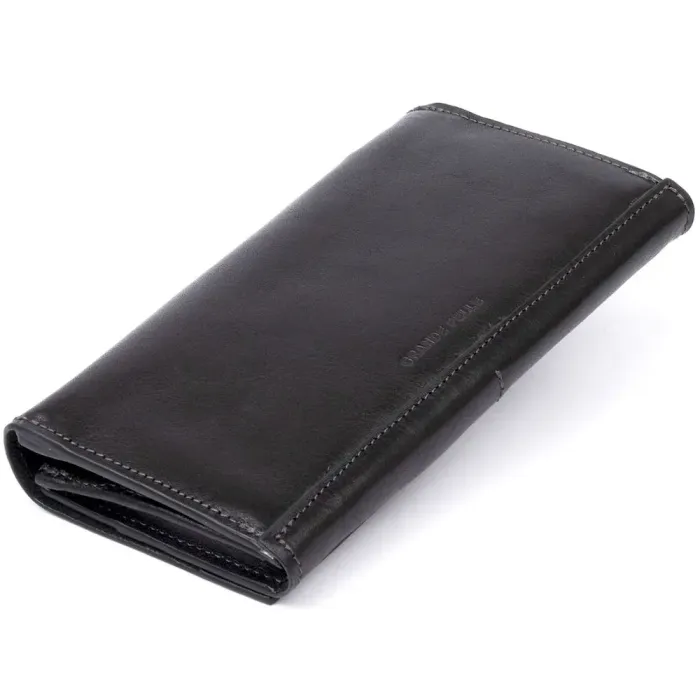 Горизонтальный клатч глянцевый на магните GRANDE PELLE 11316 Черный