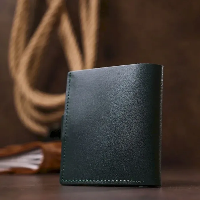 Небольшое кожаное портмоне Shvigel 16490 Зеленый