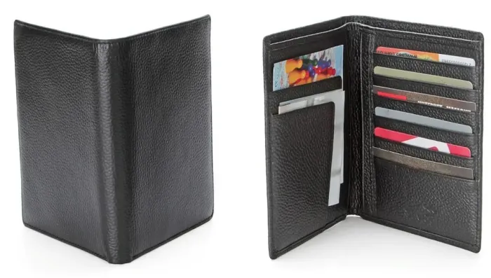 Гаманець SHVIGEL 13830 шкіряний з відділеннями для паспортів Чорний