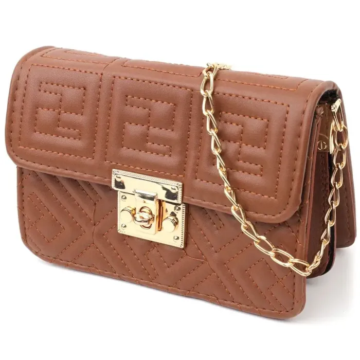 Компактна жіноча сумка з еко-шкіри на плече Vintage 18705 Коричневий