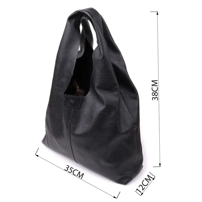 Жіночий шоппер 2 в 1 із натуральної шкіри GRANDE PELLE 22881 Чорний