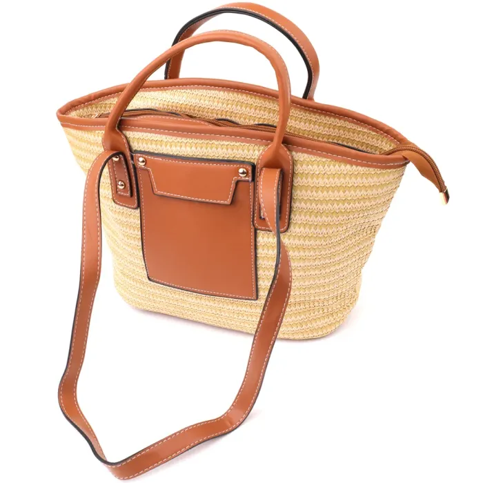 Містка жіноча сумка на літо з якісного текстилю Vintage 15137 Коричневий