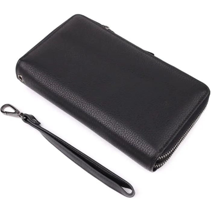 Цікавий чоловічий клатч із натуральної шкіри Vintage 23063 Чорний