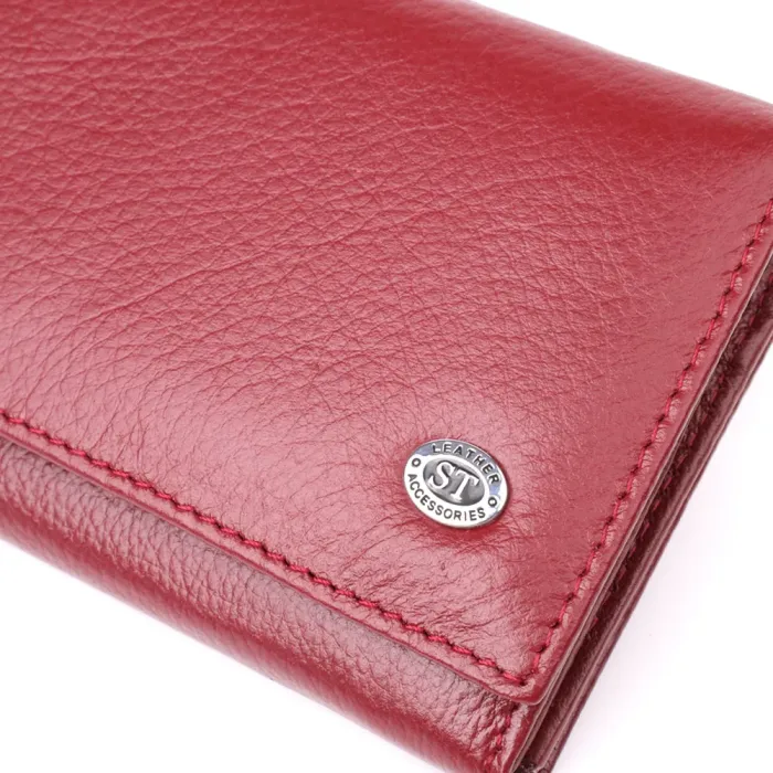 Елегантний гаманець для жінок з монетницею із натуральної шкіри ST Leather 23107 Бордовий