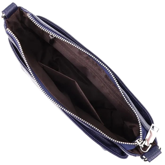 Елегантна сумка жіноча з натуральної шкіри з двома ремінцями Vintage 22928 Синій