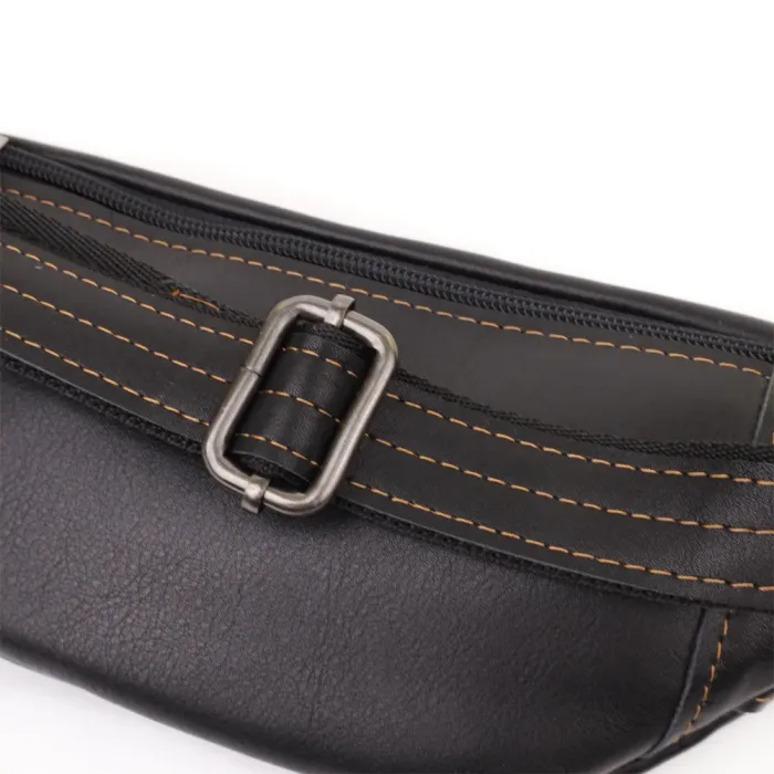 Чоловіча сумка-бананка з натуральної гладкої шкіри Shvigel 23125 Чорний