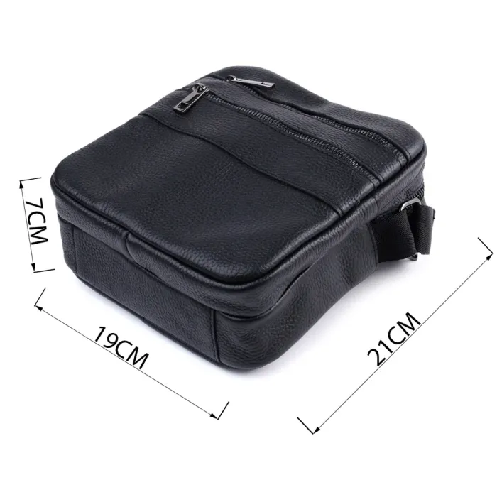 Чоловіча сумка месенджер із зернистої натуральної шкіри Shvigel 22847 Чорна