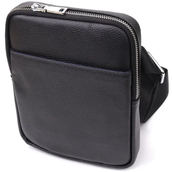 Зручна вертикальна сумка для чоловіків з натуральної шкіри Vintage 22862 Чорний