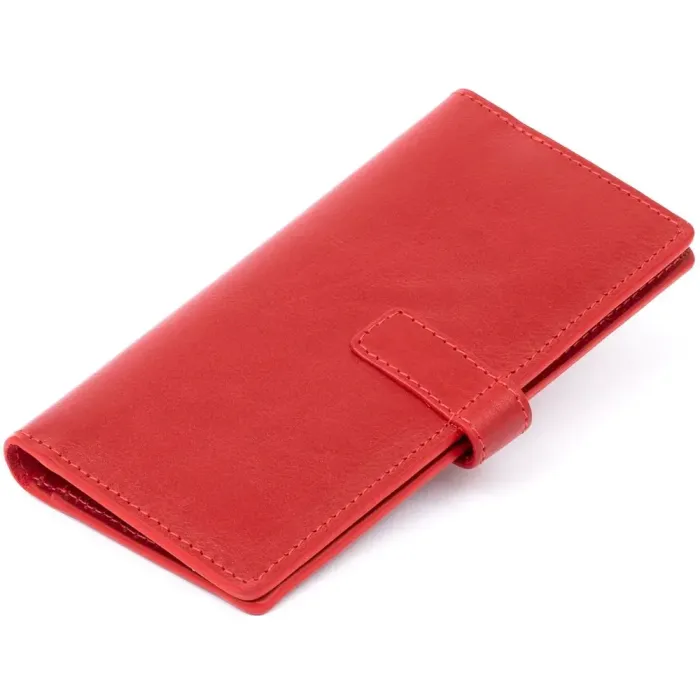 Вертикальний жіночий гаманець глянцевий Anet на кнопці GRANDE PELLE 11325 Червоний